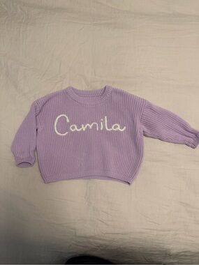 Camila Kids Lavender Knit Sweater with White Script